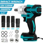 Cordless Brushless 1/2" Torque Impact Wrench Body For Makita 18V Li-Ion Battery