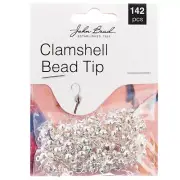 John Bead Clamshell Bead Tip 142/Pkg-Silver (Pack of 3)
