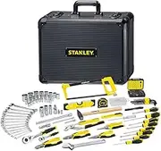 STANLEY 142 Piece Maintenance Case - Pliers and Cutters, Adjustable Wrench, Level, Measurement, Screwdriver, Hacksaw, Cutter, Hammer, Tools for Tightening and Screwing STMT98109-1