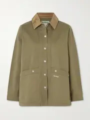 [Barbour] Barbour - Sonnie Corduroy-trimmed Cotton-canvas Jacket - Army green - UK 16 UK 16 Green