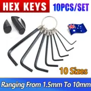 10PCS Set Metric Allen Key Hex Keys Alan Allan Wrench Steel Tools 1.5mm-10mm AU