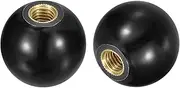 sourcing map 2Pcs Threaded Ball Knobs, M6 Female Thread Thermoset Ball Knob 20mm Dia Round Operation Handles with Copper Insert for Machine Lever Handle, Black