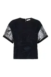 BNWT SASS & BIDE "Old Is New" Crochet Lace Top - Navy - Size 6 - $490 -