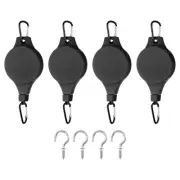 8 Pcs Pulley Retractable Plant Hanger with Ceiling Hook Flower Black