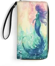 [BFGWK] Large Wallet Novelty Beautiful Tail Printing Long Wallet With Zipper Leather Wallet Suitable For Both Men And Women, style, 19.7x10.5cm, Style, 19.7x10.5cm, 现代