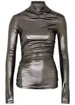 Blumarine Metallic Cut-out Ruched Jersey top - Silver - 12 12