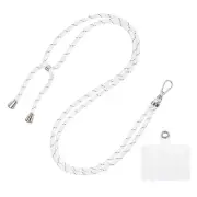 Phone Lanyard Adjustable with Transparent Patch White With Thin Gray Streak
