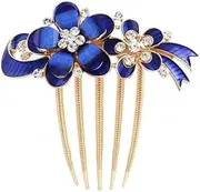 Crystal Diamond Hair Comb Bridesmaid Hair Accessories Headwear for Women Hair Fork Clip Side Combs Vintage Womens Hair Accessories Wedding Crystal Hair Grace Fancy (Blue, One size)