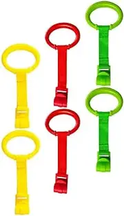 MAGICLULU Pull Rings, 6pcs Baby Bed Stand Up Rings, 3 Colors Baby Cot Hanging Ring Walking Assistant Pull Up Ring for Infant Baby Toddler Stand Walker Training Tool
