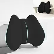Gautio Back Support Pillow for Pain Relief, Lumbar Support Cushion with Adjustable Strap, Soft Memory Foam Lower Back Rest Cushion for Car Seat & Office Chair (Black)