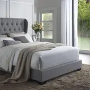 Istyle Wimbledon King Bed Frame Fabric Grey