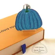 Louis Vuitton Porte Cle Pumpkin Key Ring M01101 Calfskin Silver Metal Blue