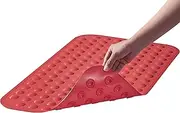 Yanzifly Non Slip Bathtub Mat - Silicone Soft & Safe, Suction Cups Anti Slip Matt for Kids & Elderly, Non Toxic, Machine Washable - Red