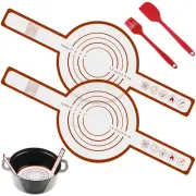 2Pcs Silicone Baking Mat for Dutch Oven Non-Stick Mat Bread with Long Handleེ