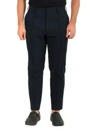 Hugo Boss Men's "Paco-WG" Black & Blue Plaid Flat Front Casual Pants