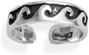 [JewelryWeb] 925 Sterling Silver Oxidized Thin Waves toe ring Adjustable Wave Design is 4.3mm Wide Summer-toe ring for Women