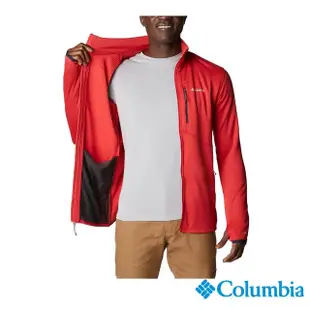 【Columbia 哥倫比亞 官方旗艦】男款- Omni-Wick快排刷毛立領外套-橘紅(UAE22050AH / 2022年秋冬)