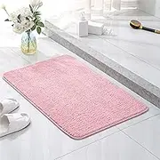 Non-Slip Bath Mat 60x90cm,Extra Soft Comfortable Bath Rugs,Super Water Absorption Bathroom Rug Mats Quick Dry Washable, Microfiber Shower Mat,Pink Color