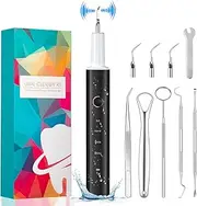 Plaque Remover for Teeth,Tartar Remover for Teeth,Teeth Cleaning Kit Electric Teeth Cleaner with LED Light,4 Adjustable Modes,3 Repalceable Heads,Household Calculus Remover for Adult and Kids(Black)