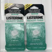 2 Packs Listerine Ready! Tabs SOFT MINT Chewable Sugar Free 8 Per Pack -16 Total