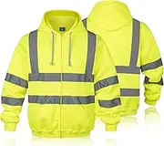 Safety Hoodie Jacket, High Vis Reflective Safety Fleece Hoodie, PPE Gear for Cold Weather Meet ANSI Class 3