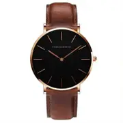 Veile Studios Simple Fashion Japanese Movement Men's Casual Quartz Leather Watch Brown Watches