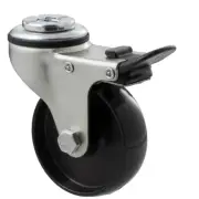 QTY 4 Nylon Wheel 75mm x 28mm x 23mm Swivel Bolt & Brake 65kg Rate KNN75/KZHTB