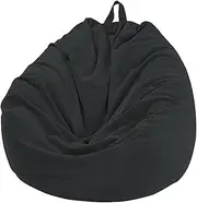 UYSOFRCV Bean Bag Gaming Chair Slipcover, Washable Premium Soft Corduroy, Stuffed Animal Storage Memory Foam Sack Beanbag Case for Adults Kids Teens,Black,70 * 80cm