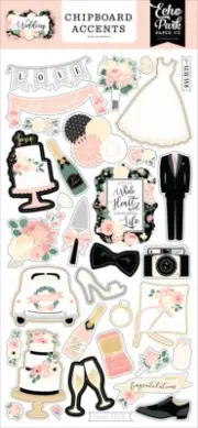 Echo Park WEDDING 6"x13" Chipboard Accents Bride Groom