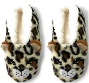 Oooh Yeah Socks Funny Fluffy Animal Womens Sherpa Slippers (S, Cheetah Bang)