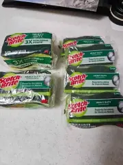 10 Scotch-Brite 3M Heavy Duty Scrub Sponges for Stuck on Messes (GREEN)