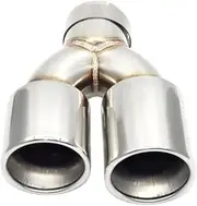 1 PCS Dual Out Exhaust Tip Stainless Steel Muffler Exhaust Tip Tailtip Car Exhaust For BWM E92 E90 60mm Inlet Nozzle(Silver 1 pcs)