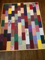 Handmade Vintage Double Sided Colorful Striped Patchwork Quilt - 77x62”
