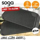 SOGA 2X 47cm Cast Iron Ridged Griddle Hot Plate Grill Fry Pan BBQ Stovetop
