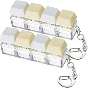 2 PCS Keyboard Fidget Toy, Keyboard Fidget Keychain 4-in-1 Keyboard Decompression Button Finger Clicker Toys, Button Stress Relief Fidget Gifts to Relief Stress (Macaron Yellow+White)