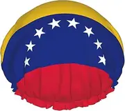Flag Of Venezuela Print Shower Cap For Women Men Reusable Lightweight Soft Bath Hair Cap With Elastic Band