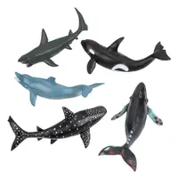 在飛比找PChome24h購物優惠-5入海洋鯨豚鯊魚模型(中型)(軟材質)(安全塑料)(HY80