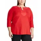 Lauren Ralph Lauren Plus Size Split-Neck Tunic Top - Lipstick Red, Size Plus
