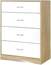 [Artiss] Chest of Drawers 4 Drawer White Tallboy, Dresser Clothes Storage Cabinet Organizer Bedside Table Bedroom Furniture Home Living Room Hallway Entryway