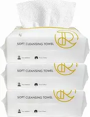 Disposable Face Towel, Extra Thick Cotton Tissue, 100% Cotton Lint-Free Unscented Dry Wipes, Make Up Removing Wipes Ultra Soft for Sensitive Skin (Extra Thick - 3 Pack)