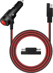 RIIEYOCA SAE to Cigarette Lighter Plug Cable, 16AWG 12V Switched Cigarette Lighter Plug to SAE Cable with 15A Fuse for Inverters, Cars, Trucks, Motorhomes etc. (2M/6.6FT)