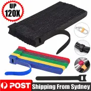 100/120X 15cm Reusable Cable Tie Nylon Hook Loop Strap Cord Ties PC TV Organiser