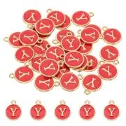 Letter Charm, 30 Pcs Capital Initial Alphabet Y Letter Charm for Bracelet, Red