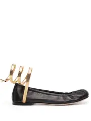[René Caovilla] Juniper leather ballerina shoes 38 1/2 Black