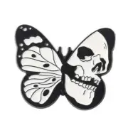 Goth Emo Moth Butterfly Skull Enamel Pin Brooch Lot Of 3