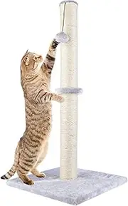 29" Tall Cat Scratching Post for Indoor Cats and Kittens, Cat Activity Scratcher Interactive Toy, Toys for Indoor Cats, Premium Sisal Rope Scratch Tree with Dangling Ball (Grey, 73 cm)