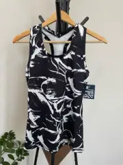New DSD Racer Back Black White Tank Top Medium Fitted Work Out Sz:M