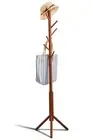 Bamboo Coat Rack Freestanding Adjustable Coat Tree with 3 Sections & 8 Hooks ...