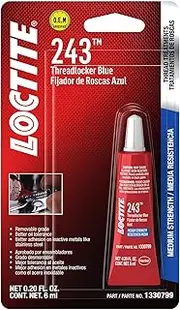 LOCTITE 243 Threadlocker for Automotive: Medium-Strength, Oil Tolerant, High-Temperature, Anaerobic, General Purpose | Blue, 6 ml Red Tube