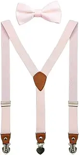 Mcvotcot Boys' Mens' Suspenders Adjustable Y Back with Bow Tie Set